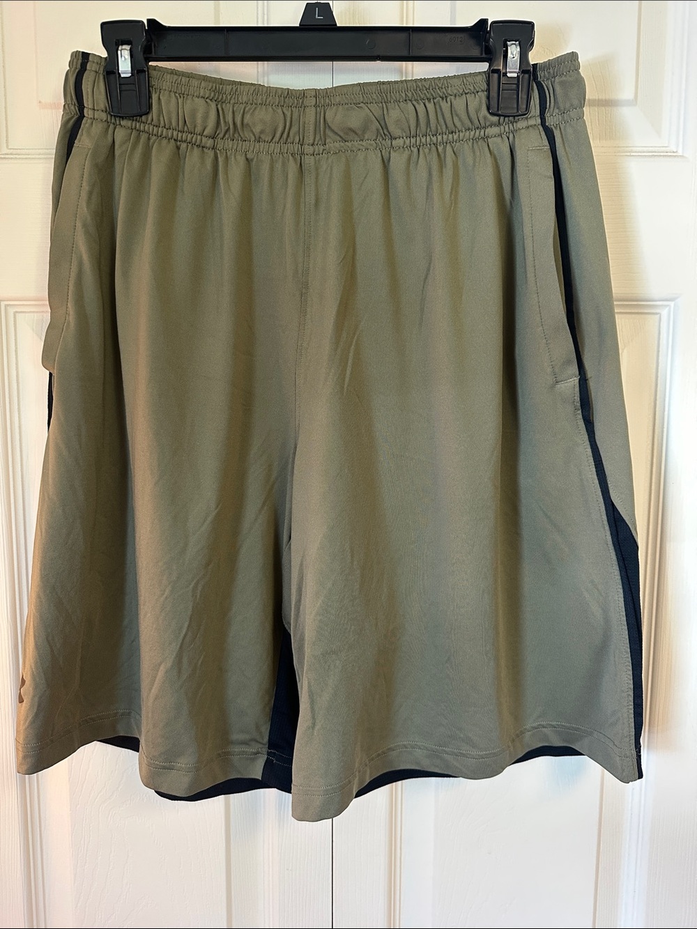 Under Armour Olive Green Athletic Shorts with Black Side Panels